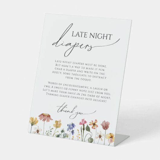 ワイルドフラワーカラフル赤ちゃんシャワー深夜おむつ 台座サイン (正面)