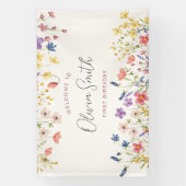 ワイルドフラワーカラフル1回目の誕生日パーティー 横断幕 (縦)