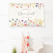 ワイルドフラワーカラフル1回目の誕生日パーティー 横断幕 (インサイチュ)