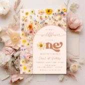 ワイルドフラワーカラフル1歳の誕生日 招待状