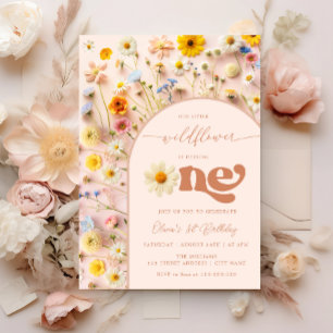 ワイルドフラワーカラフル1歳の誕生日 招待状
