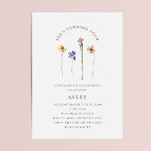 ワイルドフラワーカラフル4歳の誕生日パーティー 招待状