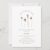 ワイルドフラワーカラフル4歳の誕生日パーティー 招待状 (正面)