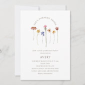 ワイルドフラワーカラフル7回目の誕生日パーティー 招待状 (正面)