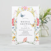 ワイルドフラワーカラフル&バタフライアーチブライダルシャワー 招待状 (スタンド正面)