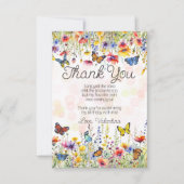 ワイルドフラワーカラフル&蝶の誕生日パーティー サンキューカード (正面)