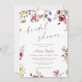 ワイルドフラワーカリグラフィマウーブブライダルシャワー 招待状 (正面)