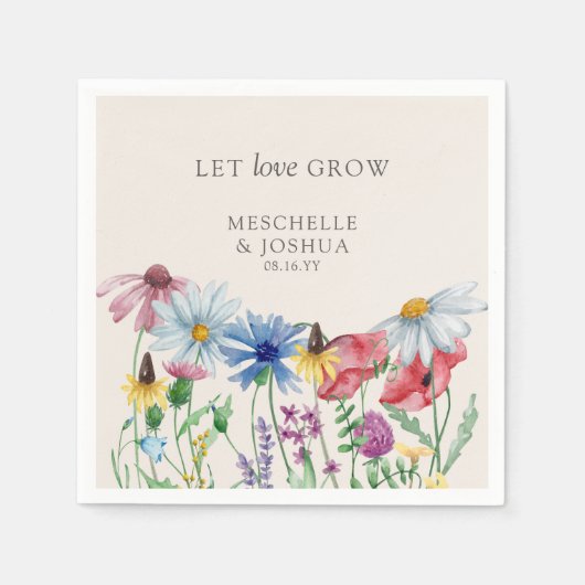 ワイルドフラワーカントリーのフローラを愛で成長結婚させる スタンダードカクテルナプキン (正面)