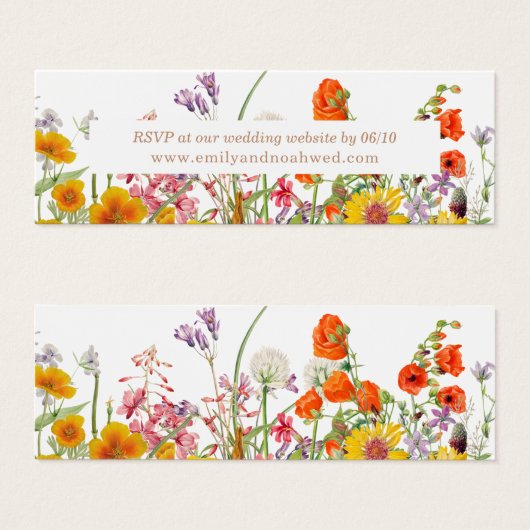 ワイルドフラワーカントリーカラフルウェディングウェブサイトカード (正面&裏面)