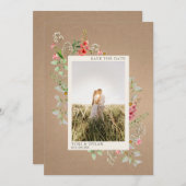 ワイルドフラワーカードストック植物写真結婚ズ セーブザデート (正面/裏面)