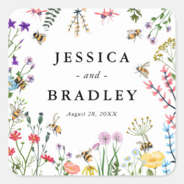 ワイルドフラワーガーデンお洒落サマーボホ結婚ズ スクエアシール
