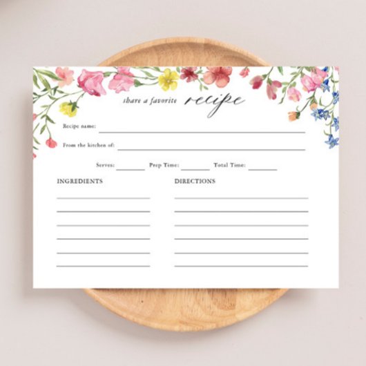 ワイルドフラワーガーデンお洒落ブライダルシャワーレシピ エンクロージャーカード