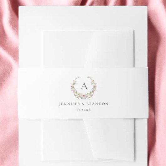 ワイルドフラワーガーデンお洒落モノグラム結婚ズ 招待状ベリーバンド