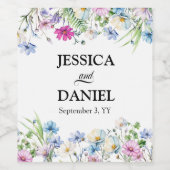 ワイルドフラワーガーデンかわいらしフローラ結婚ズ ワインラベル (シングルラベル)