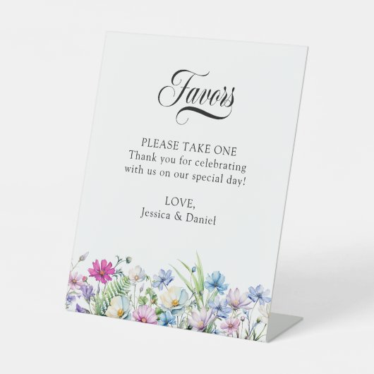 ワイルドフラワーガーデンかわいらしフローラ結婚式の引き出物 台座サイン (正面)