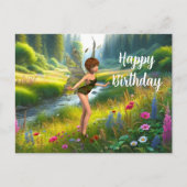 ワイルドフラワーガーデンの妖精の誕生日 ポストカード (正面)