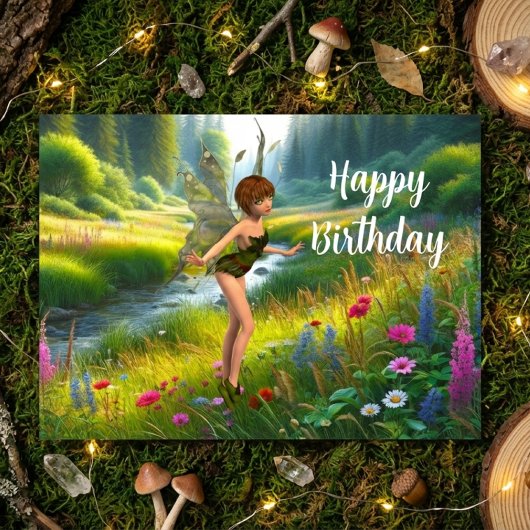 ワイルドフラワーガーデンの妖精の誕生日 ポストカード