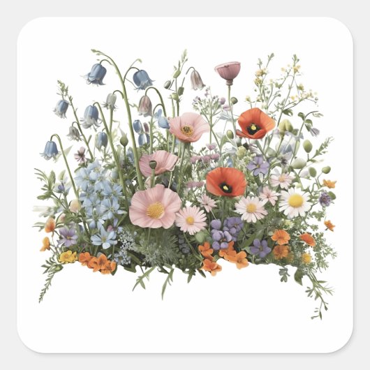 ワイルドフラワーガーデンの花 スクエアシール (正面)