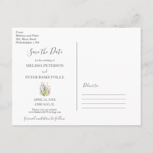 ワイルドフラワーガーデンは日付はがきを保存 案内ポストカード (裏面)