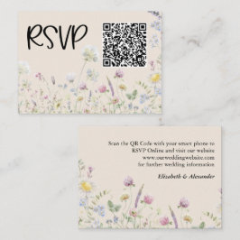 ワイルドフラワーガーデンアースカラーウェディングRSVP エンクロージャーカード