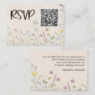 ワイルドフラワーガーデンアースカラーウェディングRSVP エンクロージャーカード