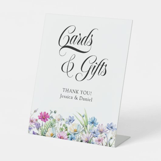ワイルドフラワーガーデンエレガントなウェディングカードとギフト 台座サイン (正面)