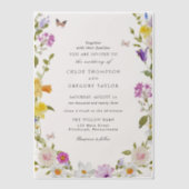 ワイルドフラワーガーデンエレガントな結婚式 ベラム紙招待状 (正面)