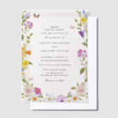 ワイルドフラワーガーデンエレガントな結婚式 ベラム紙招待状 (オフセット)