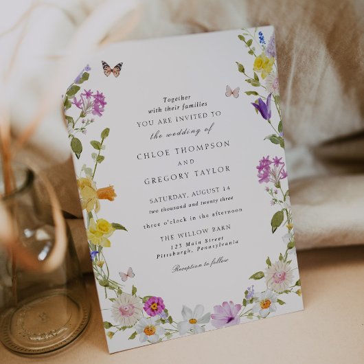 ワイルドフラワーガーデンエレガントな結婚式 招待状