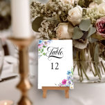 ワイルドフラワーガーデンエレガントフローラ結婚ズ テーブルナンバー<br><div class="desc">ワイルドフラワー結婚のテーブル番号カードと水彩フローラアレンジメントとエレガントタイポグラフィ。水色フローラデザインで、野生の花と緑の色合いのピンク色のペリウィンクルラベンダーグリーンとマゼンタ。かわいらしとモダンカラフルこの植物性フローラのデザインはボヘミアの野生の花畑の魅力とロマンスを持っている。素朴なボホの結婚テーマ、庭のパーティーの春、秋や夏の色のパレットに最適結婚。招待状、ひな形、ゲーム、イベント日の装飾の調整については、私のワイルドフラワー庭園の結婚式コレクションを参照するか、またはメッセージを表示して必要な追加アイテムを追加する。</div>