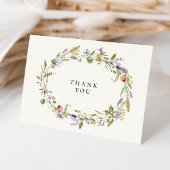 ワイルドフラワーガーデンエレガントリース結婚ズ サンキューカード