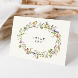 ワイルドフラワーガーデンエレガントリース結婚ズ サンキューカード