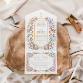 ワイルドフラワーガーデンカラフルバックヤードウェディングパーティー オールインワン招待状