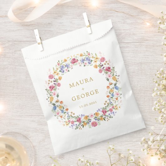 ワイルドフラワーガーデンカラフルフローラリース結婚ズ フェイバーバッグ (クリップ留めされた状態)