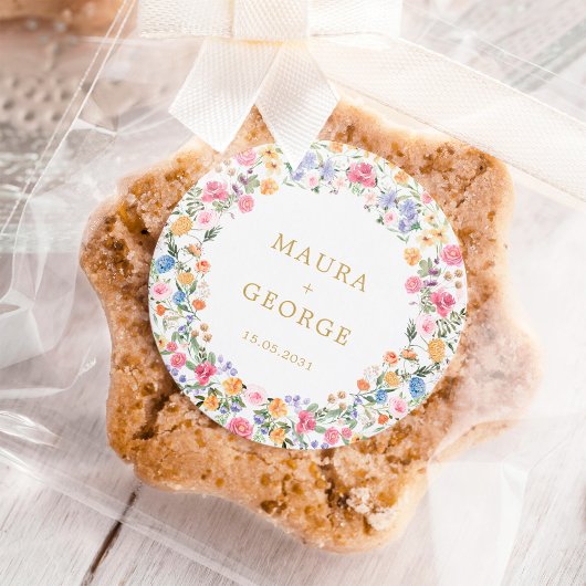 ワイルドフラワーガーデンカラフルフローラリース結婚ズ ラウンドシール