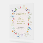 ワイルドフラワーガーデンカラフルブライダルシャワーウェルカム アクリルサイン (傾斜)