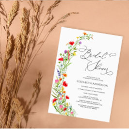ワイルドフラワーガーデンカラフルブライダルシャワー 招待状