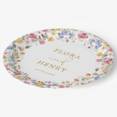 ワイルドフラワーガーデンカラフルリース結婚ズ ペーパープレート (アングル)