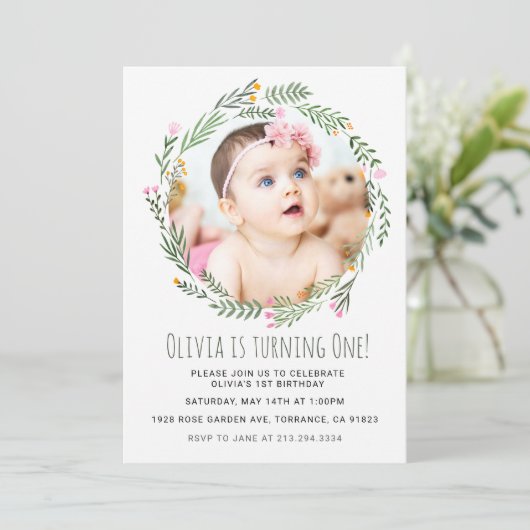 ワイルドフラワーガーデンガール1st誕生日 招待状 (スタンド正面)