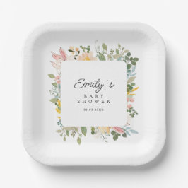 ワイルドフラワーガーデンチャーム | ベビーシャワー紙プレート ペーパープレート