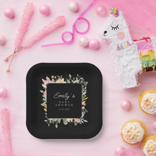 ワイルドフラワーガーデンチャーム | ベビーシャワー紙プレート ペーパープレート (パーティー)