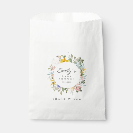 ワイルドフラワーガーデンチャーム | 赤ちゃんシャワー フェイバーバッグ (正面)