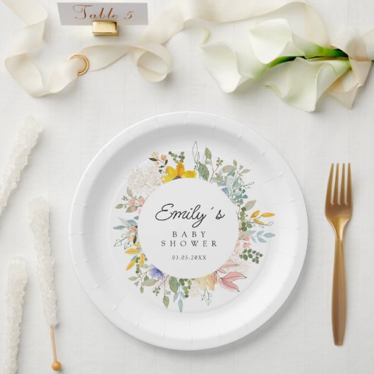ワイルドフラワーガーデンチャーム | 赤ちゃんシャワー ペーパープレート (ウェディング)