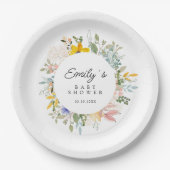 ワイルドフラワーガーデンチャーム | 赤ちゃんシャワー ペーパープレート (正面)