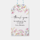 ワイルドフラワーガーデンテーマの女の子の水彩画の誕生日 ギフトタグ (正面)