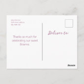 ワイルドフラワーガーデンテーマの女の子の水彩画 ありがとう ポストカード (裏面)