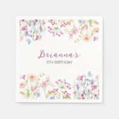 ワイルドフラワーガーデンテーマガールウォーター色ありがとう スタンダードカクテルナプキン (正面)