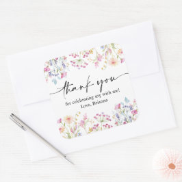 ワイルドフラワーガーデンテーマガールウォーター色誕生日 スクエアシール