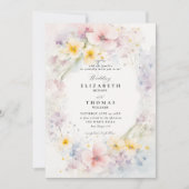 ワイルドフラワーガーデンデリケートモダンな結婚式 招待状 (正面)