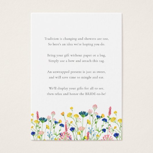 ワイルドフラワーガーデンノーラップシャワー表示ギフトラベル (正面)